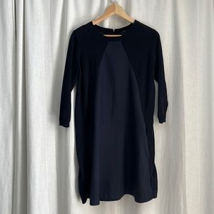 COS navy blue knit and silk panel dress, never worn!